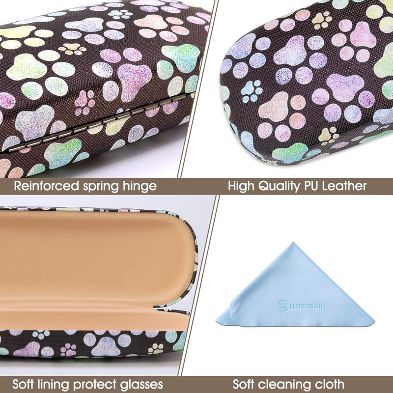PERFECTSIGHT Store Hard Shell Eyeglasses Case, PU Leather Protective Glasses Case, Cute Eyeglass Case for Women Men Girls - Image 2